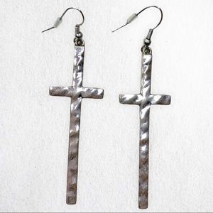 ✝️ Cross Dangle Earrings Silver Colored